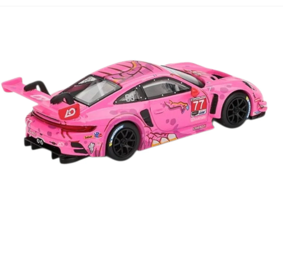Mini GT #1052: Roxy Porsche 911 GT3 R #77 AO Racing 2024 IMSA Road America 1:64 Scale Box packaging